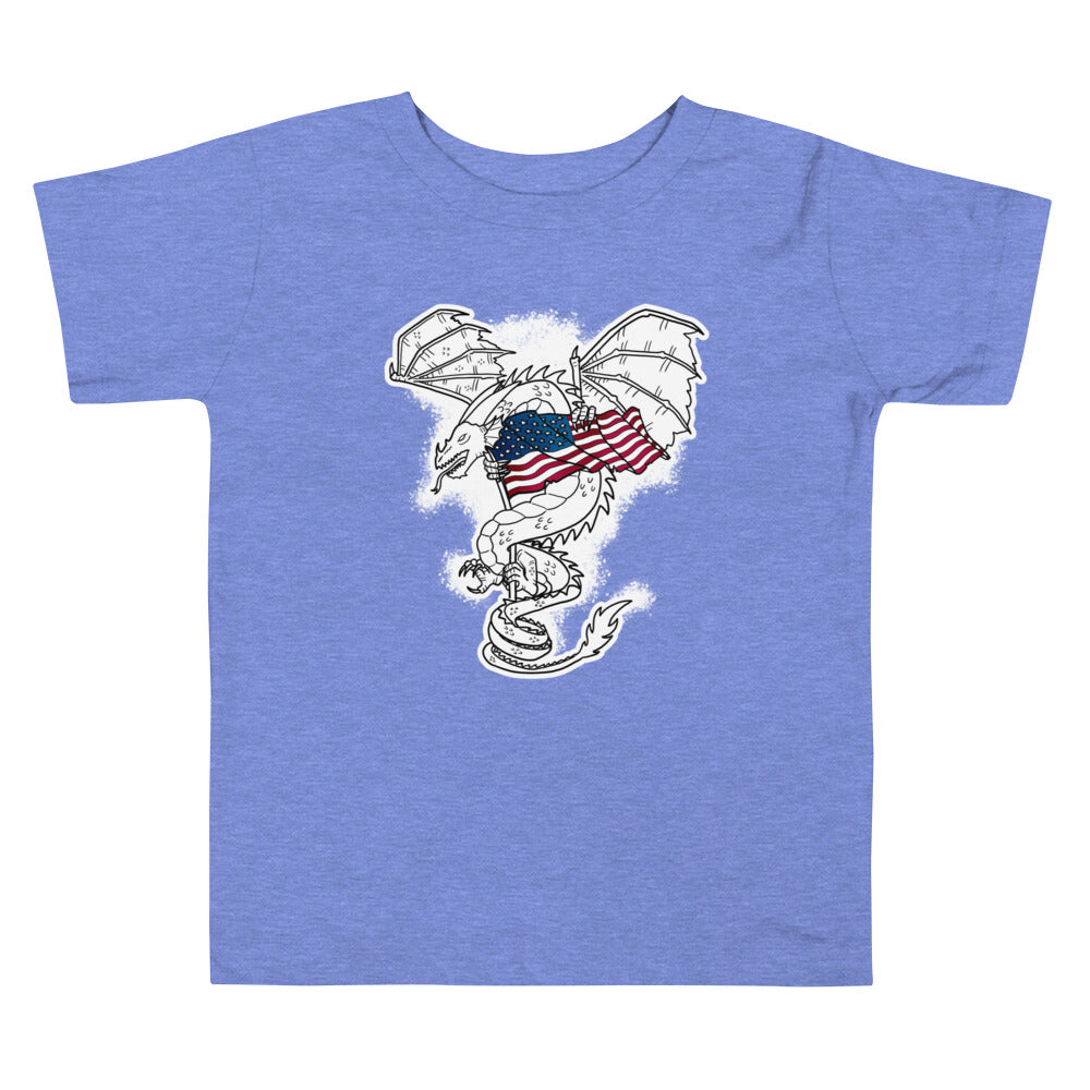 Dragon with US Flag | Toddler Short Sleeve Tee