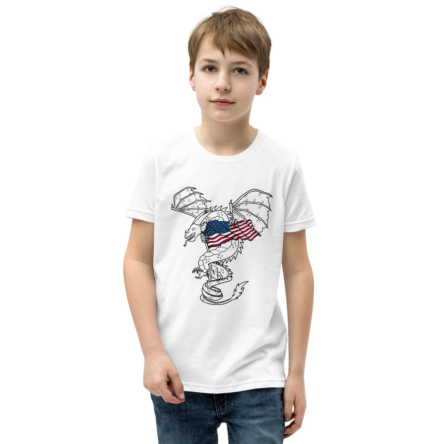 Dragon with US Flag | Youth Short Sleeve T-Shirt