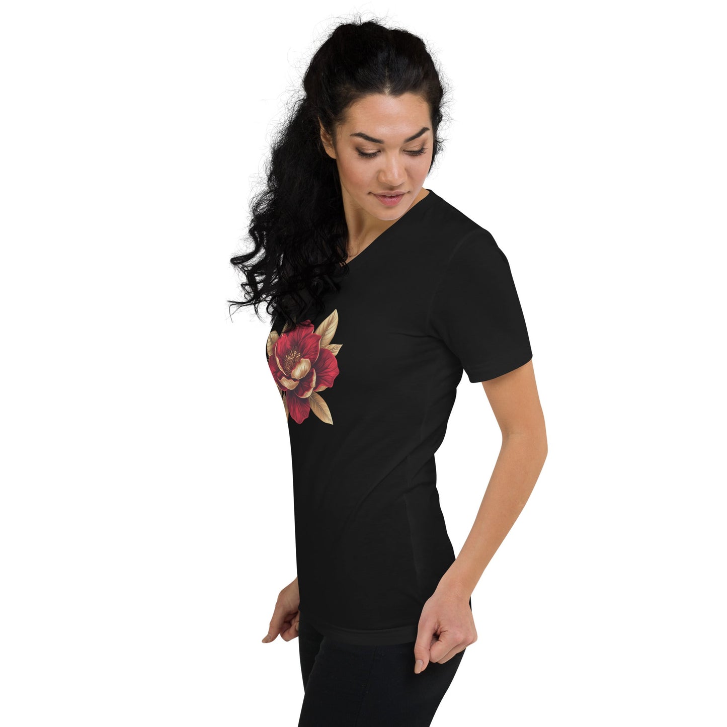 Elegance in Flower | Unisex Short Sleeve V-Neck T-Shirt