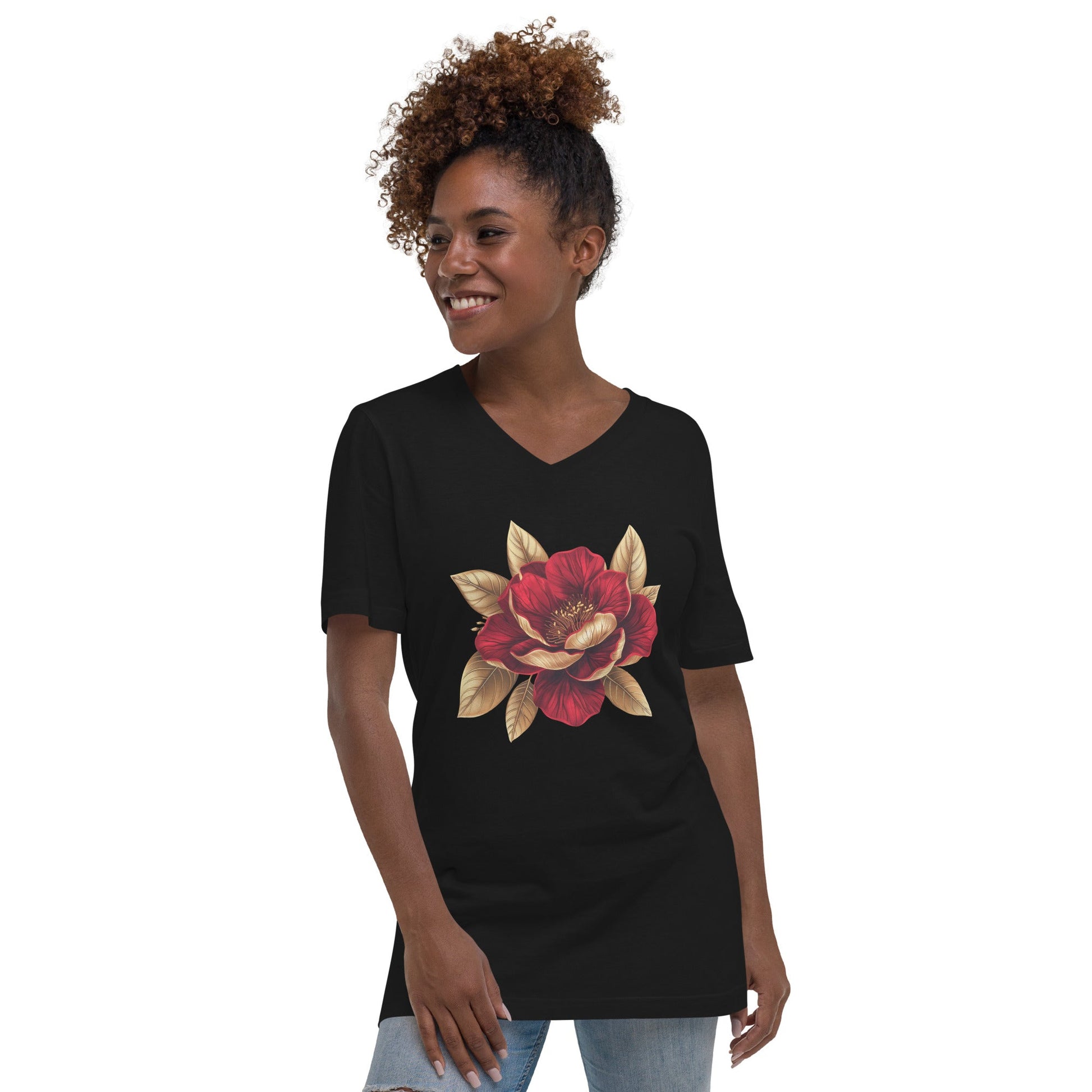 Elegance in Flower | Unisex Short Sleeve V-Neck T-Shirt