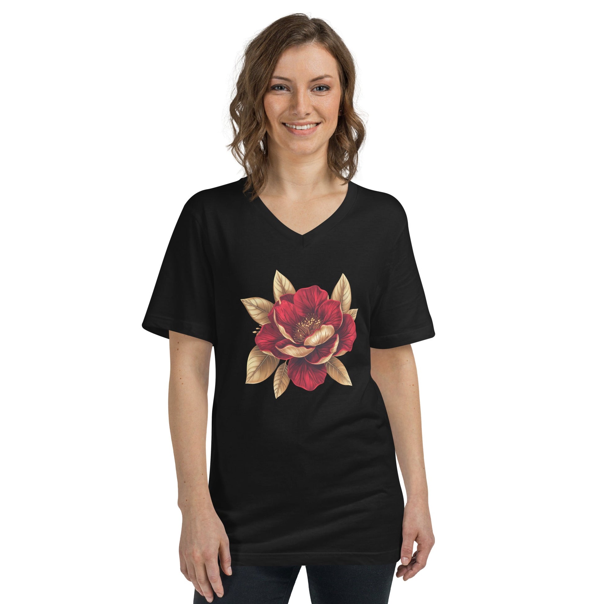 Elegance in Flower | Unisex Short Sleeve V-Neck T-Shirt