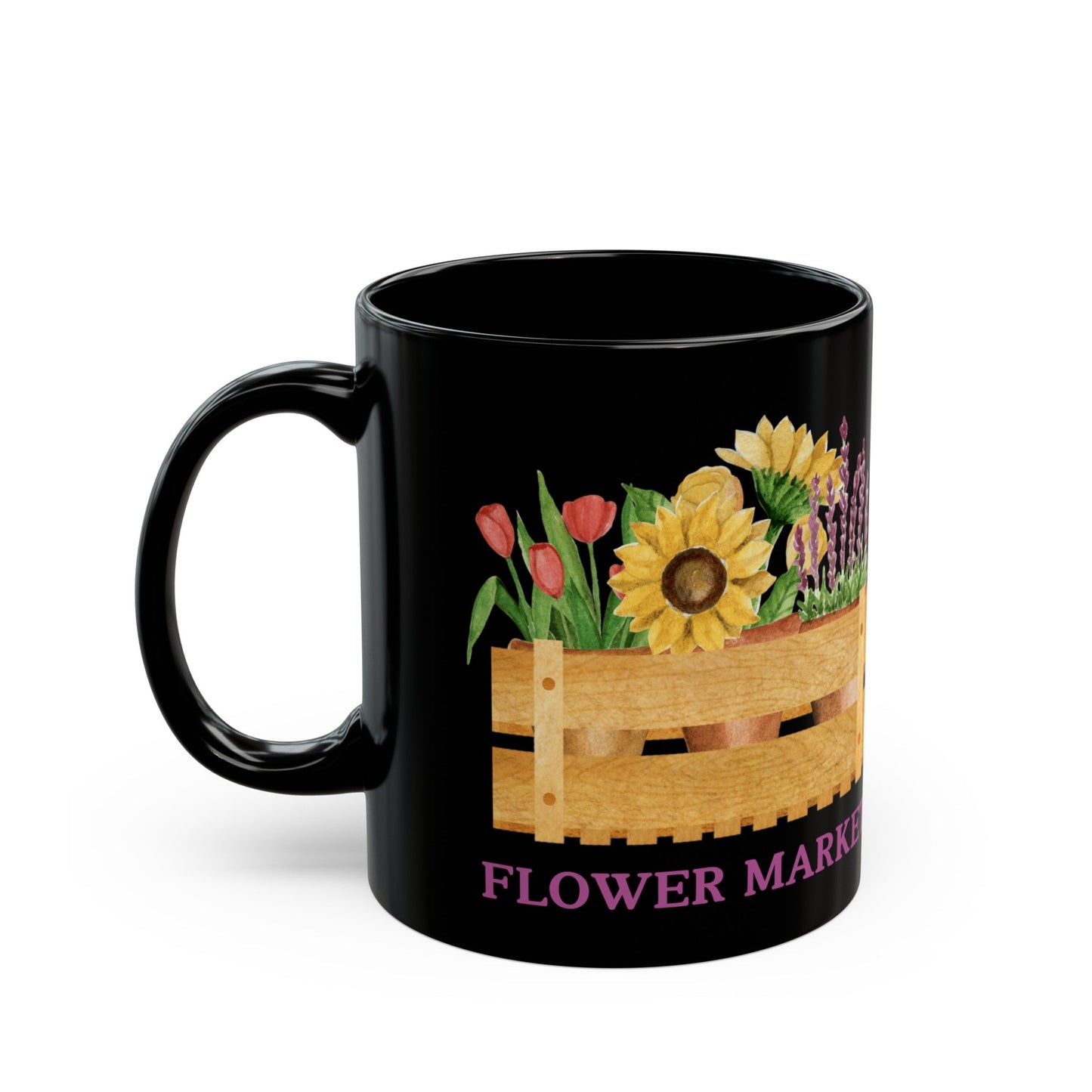 Flower Garden | 11 oz Black Mug