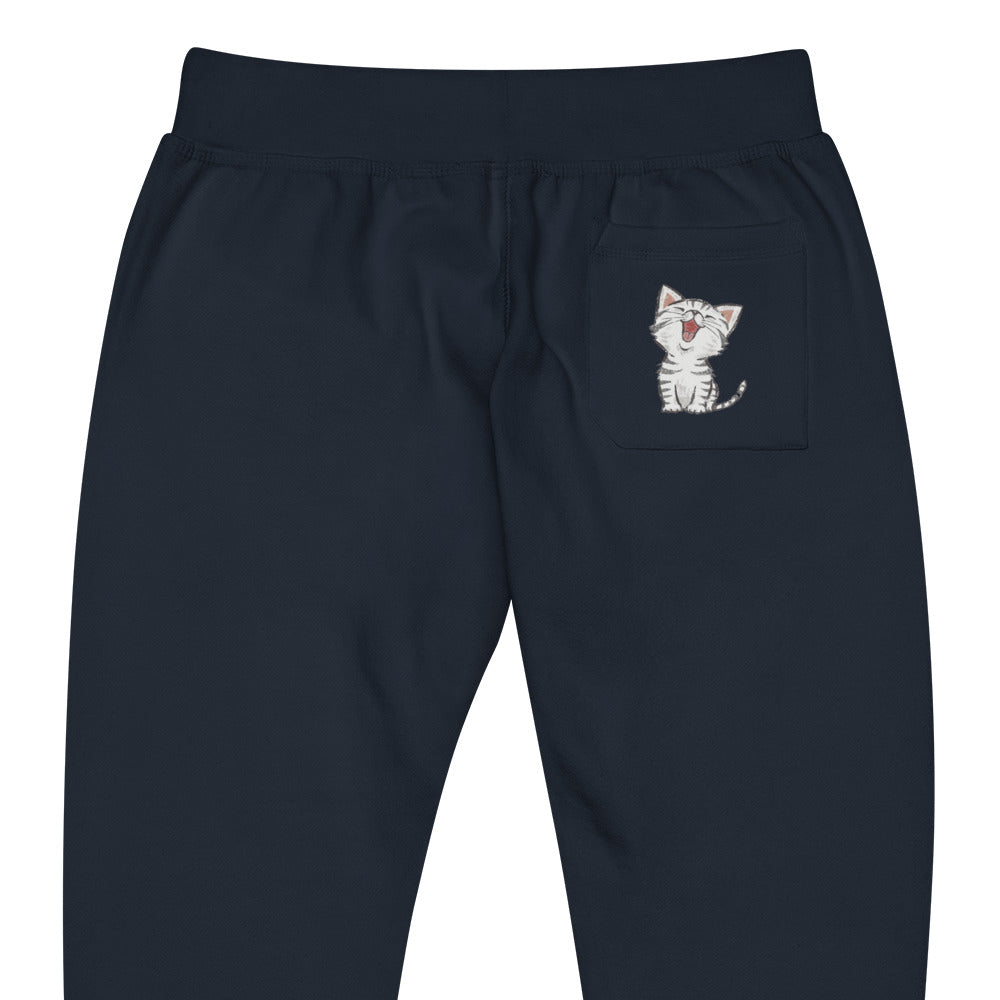 Graphic Cat Fleece Sweatpants | Unisex Soft Sweatpants