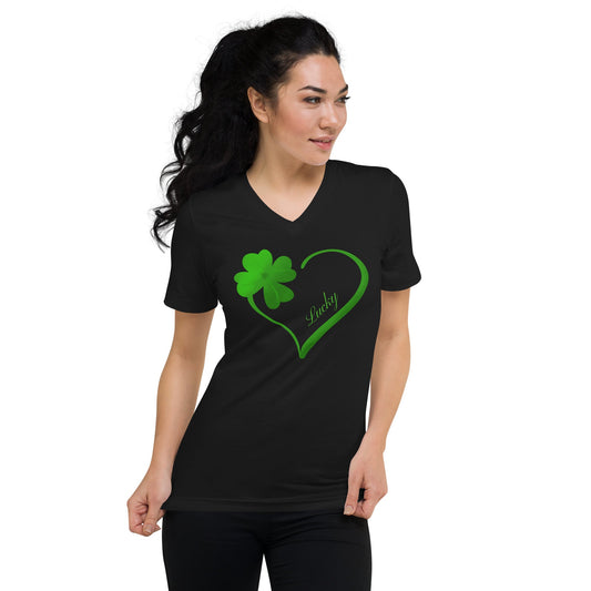 Lucky Heart | Unisex Short Sleeve V-Neck T-Shirt