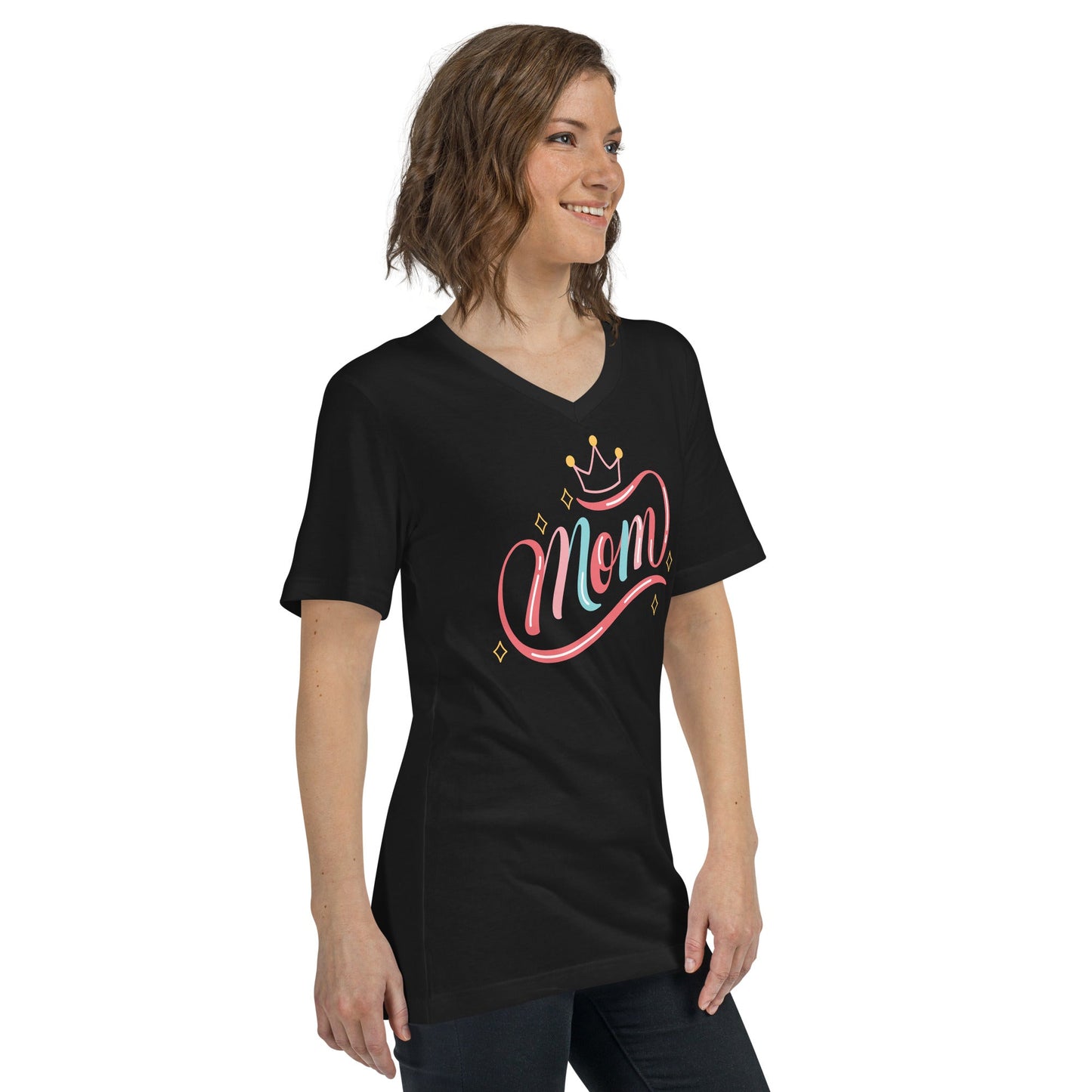MOM with a Crown | Unisex Short Sleeve V - Neck T - Shirt