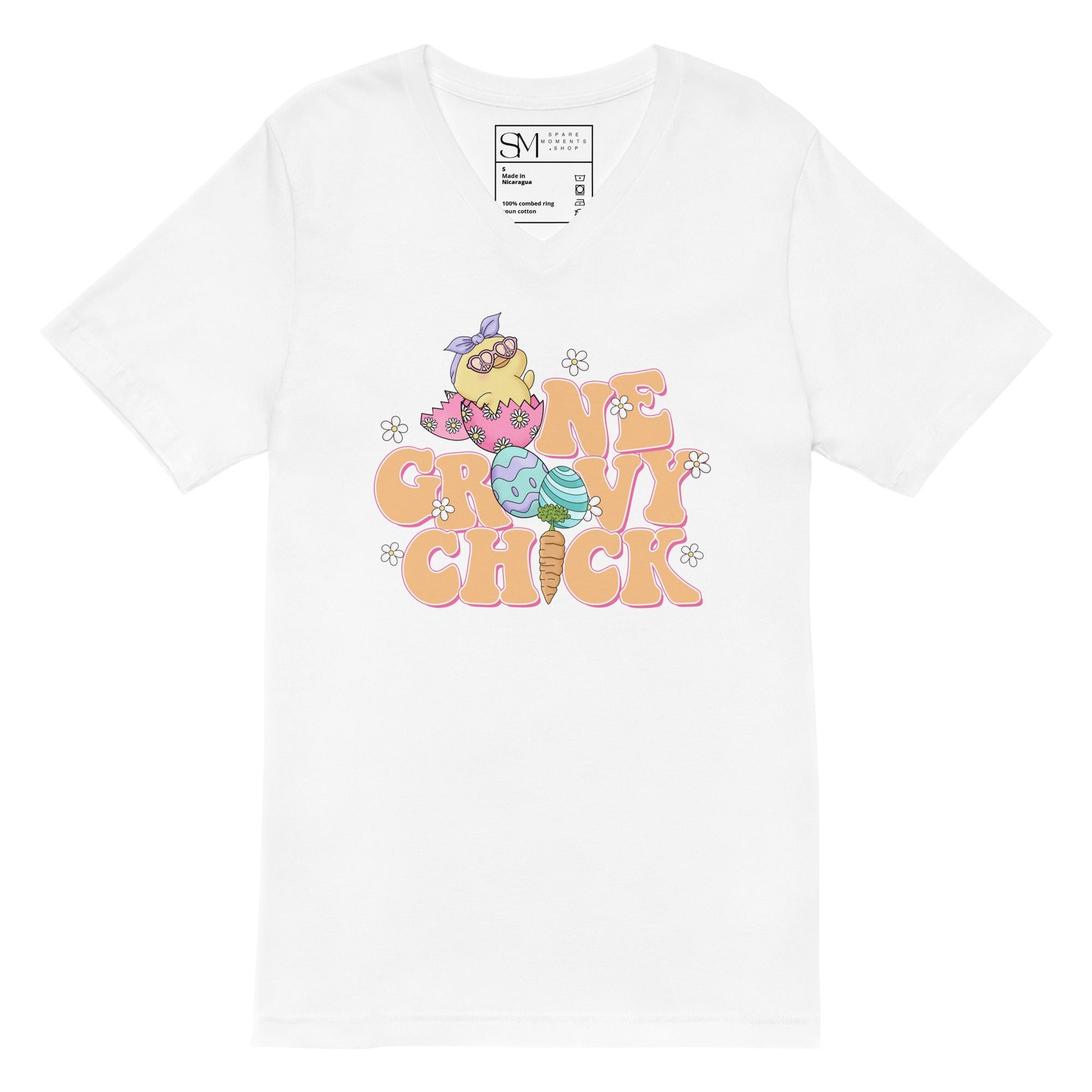 One Groovy Chick | Unisex Short Sleeve V-Neck T-Shirt