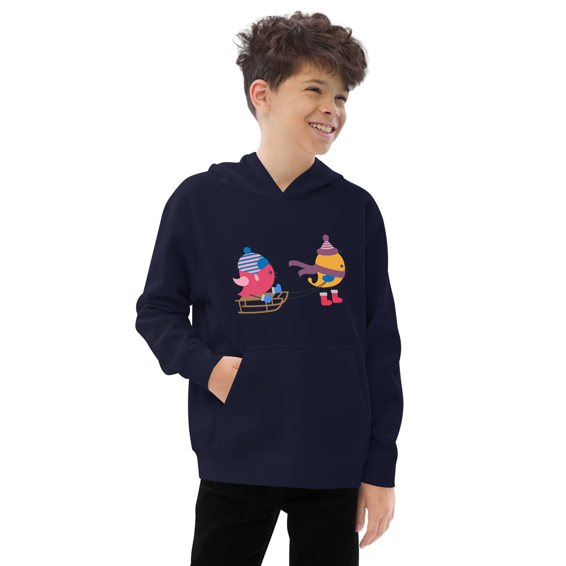 Sledding Birds | Kids fleece hoodie