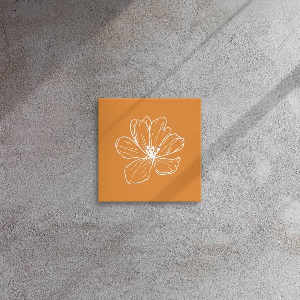 Dark Orange w/Flower | Thin Canvas